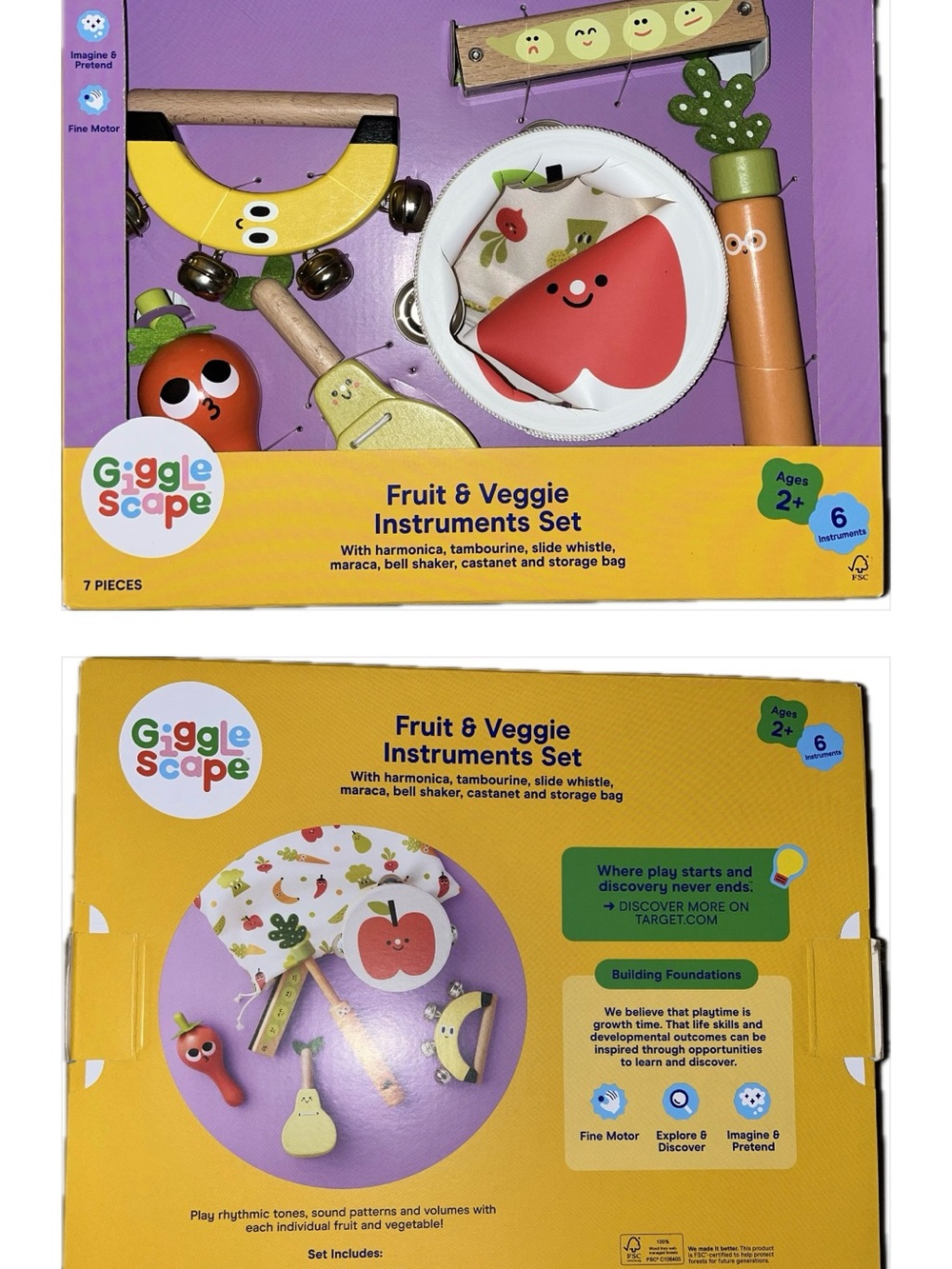 Fruit & Veggie Instruments Set - Red, Yellow, Green